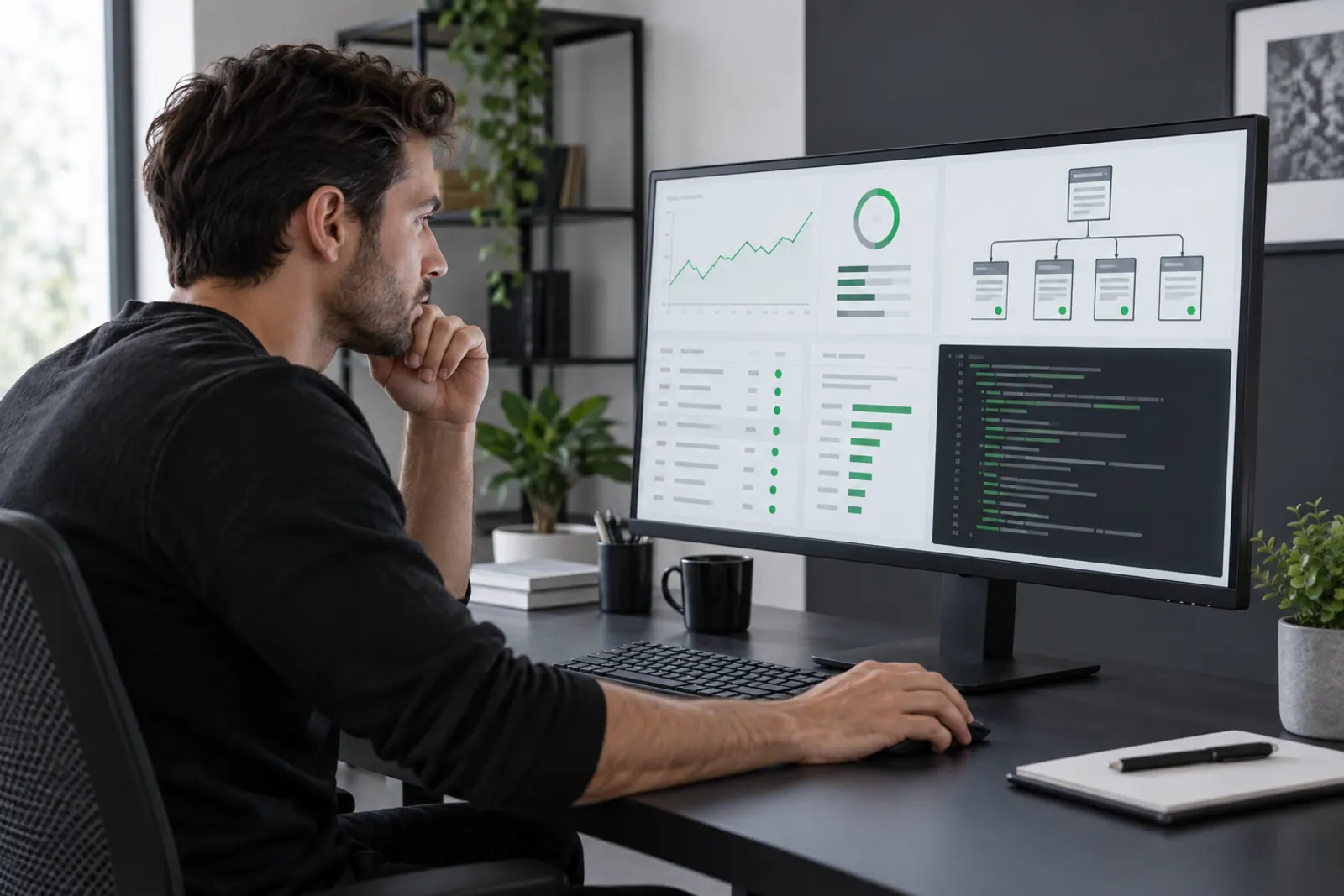 Web sitesi performansı ve teknik SEO verilerini inceleyen yazılım uzmanı